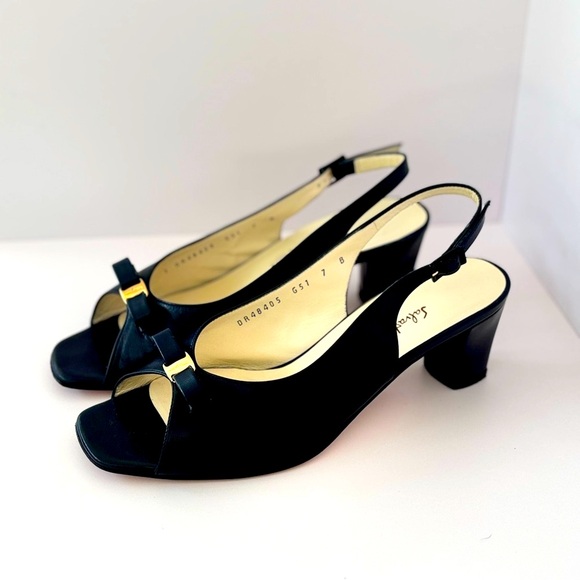 Salvatore Ferragamo Leather Pumps, Slingback, Low Heel Shoes - Picture 7 of 12